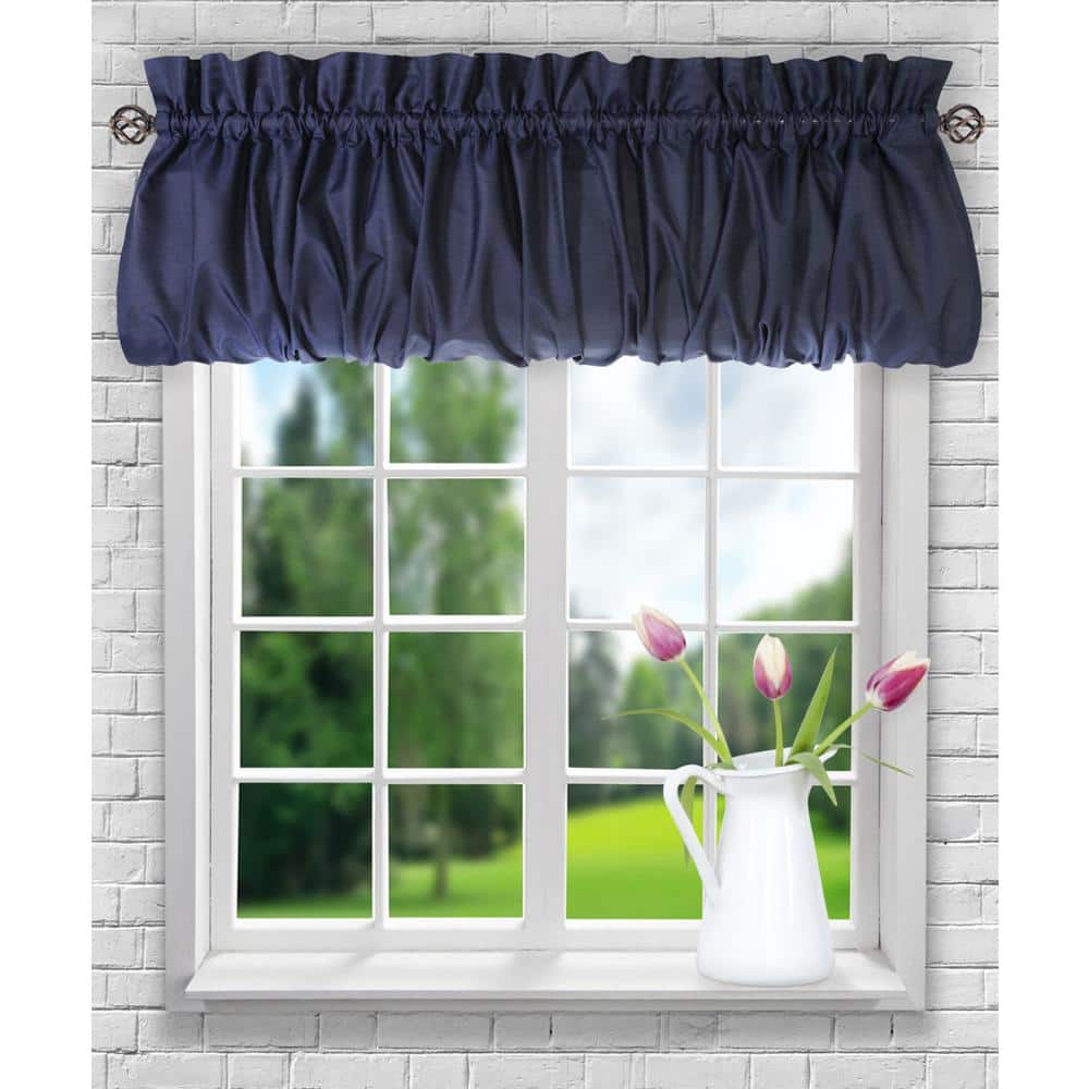 Navy Sheer Balloon Valance with Rod Pocket