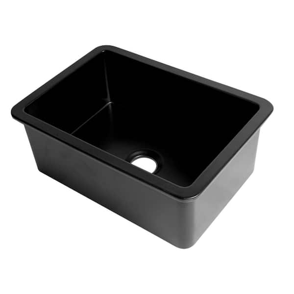 ALFI BRAND Black Matte Fireclay 26.75 in. Single Bowl Undermount Kitchen Sink