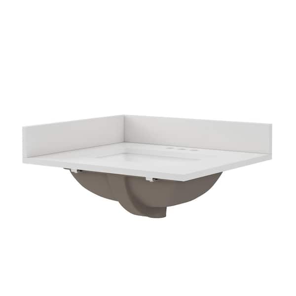 25 in. W x 22 in. D x 0.75 in. H Quartz Vanity Top in Snow White with White Basin 25 in. W x 22 in. D x 0.75 in. H Quartz Vanity Top in Snow White with White Basin