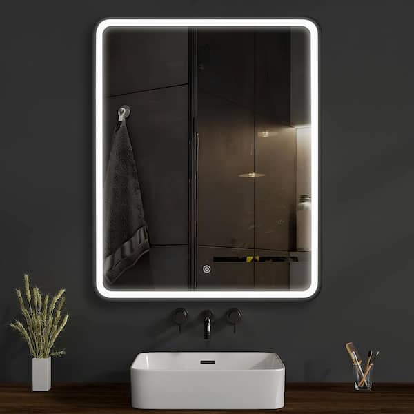 24 in. W x 30 in. H Rectangular LED Metal Medicine Cabinet with Mirror and Defogger