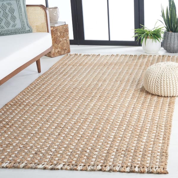 Natural Fiber Beige/Bleach 6 ft. x 9 ft. Woven Frayed Area Rug