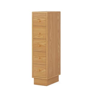 5-Drawer Chest of Drawers, 9.84 in. W Narrow Dresser for Bedroom, Oak