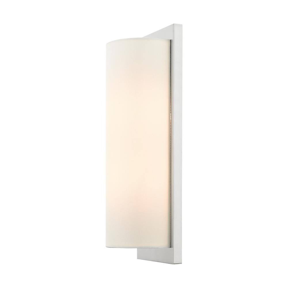 Brushed Nickel 2-Light Sconce with Off-White Fabric Shade