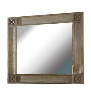 40 in. x 2 in. Brown Modern Rectangle Framed Decorative Mirror with Carved Corners