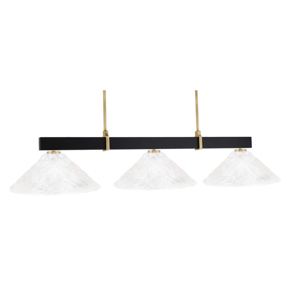 Balmore 3-Light Matte Black and New Age Brass Billiard Light with 16 in. It