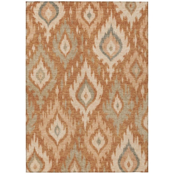 Chantille Machine Washable Indoor/Outdoor Abstract ACN3073 Terracotta 5 ft. x 7 ft. 6 in. Area Rug
