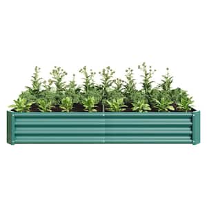 Large 71 in. L Green Metal Rectangular Outdoor Raised Garden Bed Vegetables Flowers Planter Bed (1-Pack)