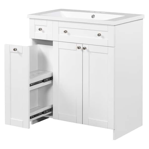 Xspracer Victoria 30 in. W x 18 in. D x 34 in. H Single Sink Freestanding Bath Vanity in White with Ceramic Top