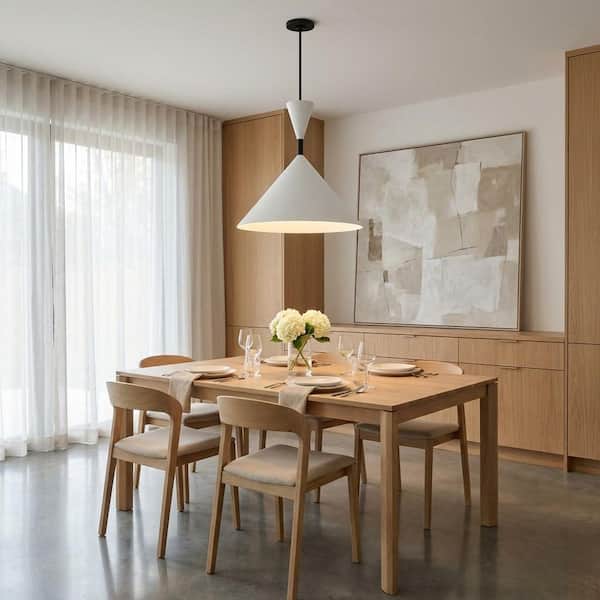 Bodhi 24 in. W x 23.25 in. H 1-Light Midnight Black Integrated LED Pendant Light with Metal Shade