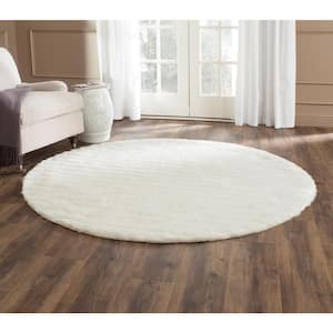 3D Shag Pearl 6 ft. x 6 ft. Round Solid Area Rug