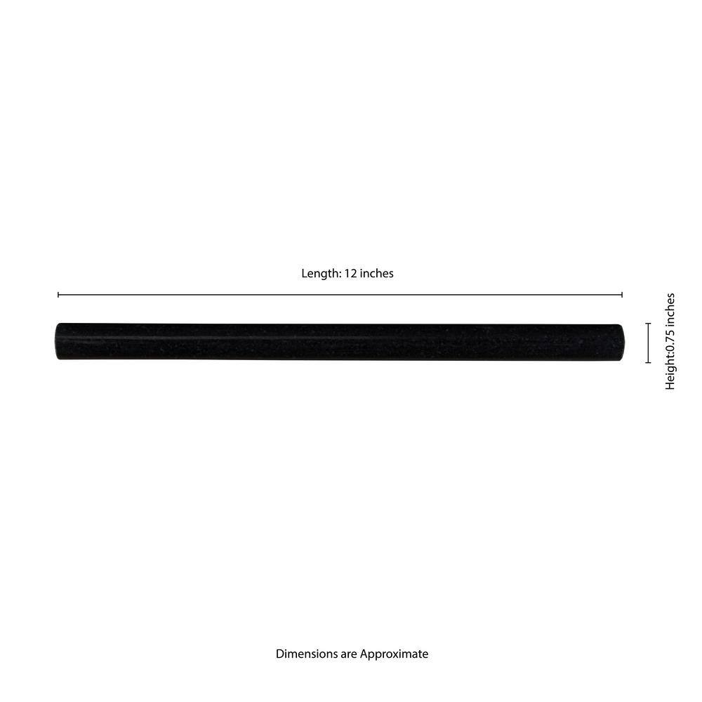 12" Black Polished Granite Bullnose Tile Trim