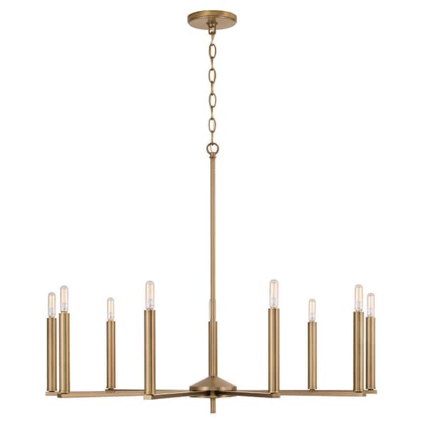 Portman 9-Light Aged Brass 34 in. W x 27 in. H Chandelier