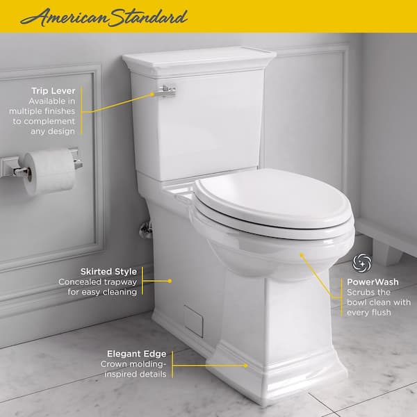 American Standard Town Square S Right Height 2-Piece 1.28 GPF Single Flush  Elongated Toilet in White Seat Included 281AA104.020 - The Home Depot