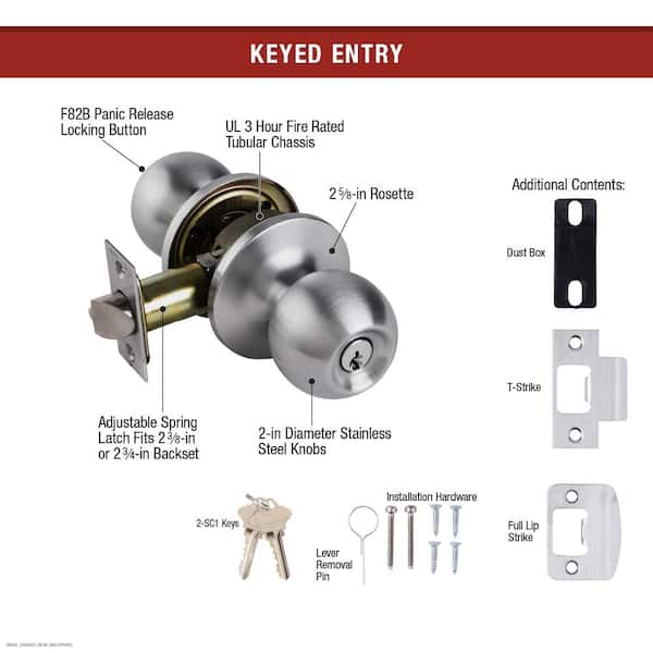Light Duty Commercial Privacy Knob Lockset, Stainless Steel Finish Light Duty Commercial Privacy Knob Lockset, Stainless Steel Finish