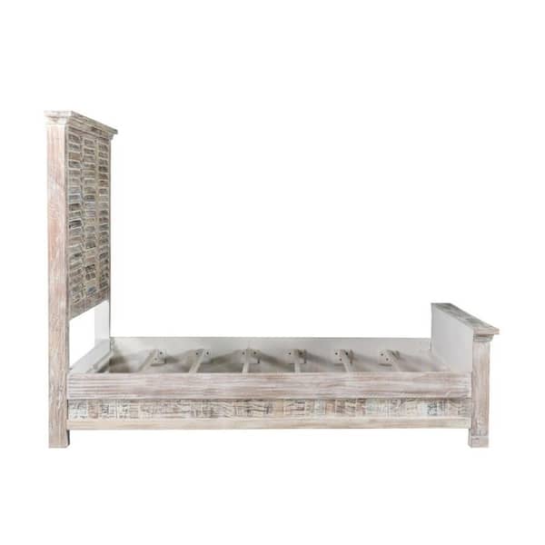 HomeRoots White Wood Frame Queen Panel Bed