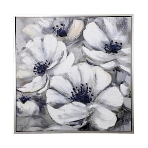 "Effloresce " Floater Framed Mixed Media Floral Wall Art 40 in. x 40 in.