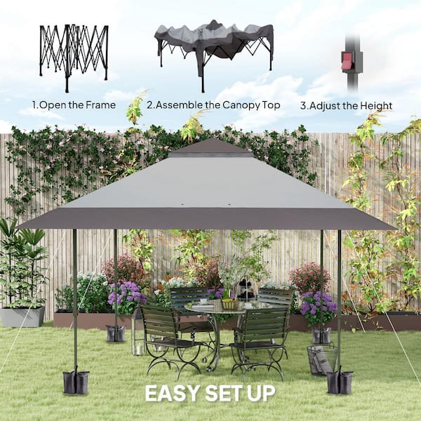 Outsunny 13 ft. x 13 ft. Pop Up Canopy Tent, UV50 plus Instant Sun