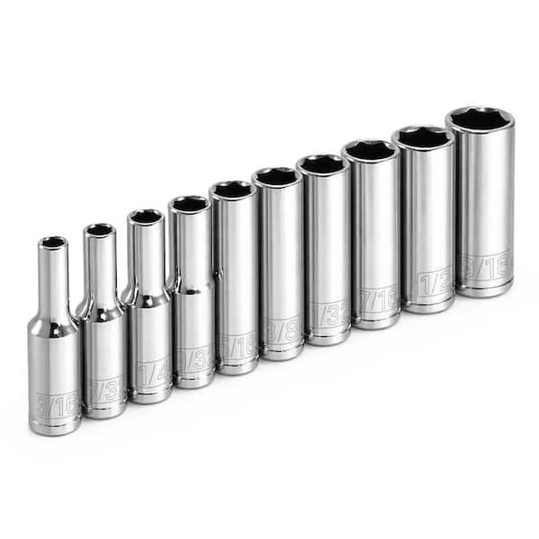 1/4 in. Drive SAE Deep Socket Set (10-Piece)