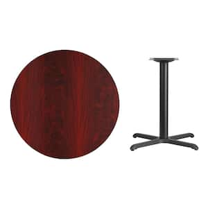 36 in. Round Mahogany Laminate Table Top with 30 in. x 30 in. Table Height Base