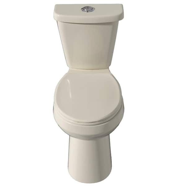 HOMLYLINK ADA Chair Height Dual Flush 1.0/1.28 GPF Round Toilet in Bone 2-Piece Toilet with Soft Close Seat 17 in Bowl