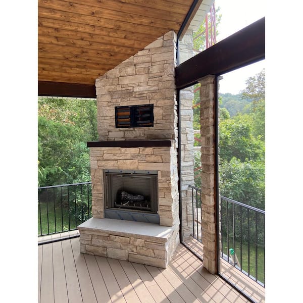 Urestone Ledgestone 24 in. x 48 in. Almond Taupe Faux Stone Siding