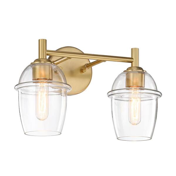 Designers Fountain - Summer Jazz 16 in. 2-Light Brushed Gold Classic Vanity Light with Clear Glass Shades