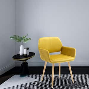 Yellow Velvet Upholstered Backrest Side Chair
