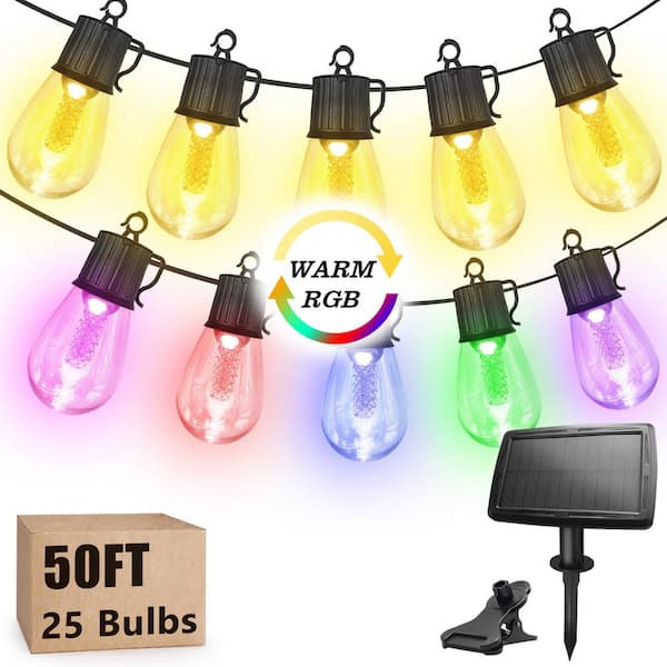AVATAR CONTROLS 25 LED Lights 50FT Outdoor Solar Integrated LED Globe String -Light