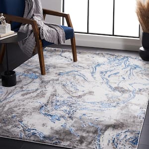 Craft Gray/Blue 4 ft. x 6 ft. Abstract Marble Area Rug
