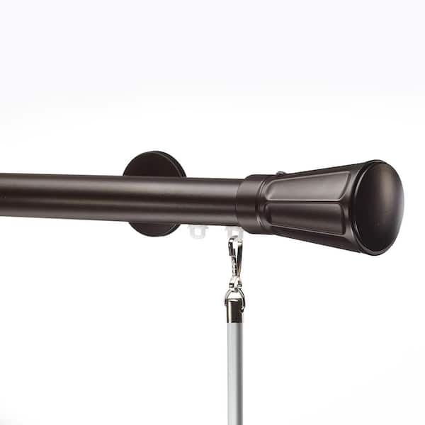 Art Decor Tekno 25 - 48 in. Non-Adjustable 1-1/8 in. Single Traverse Window Curtain Rod Set in Maroon with Jiboo Finial