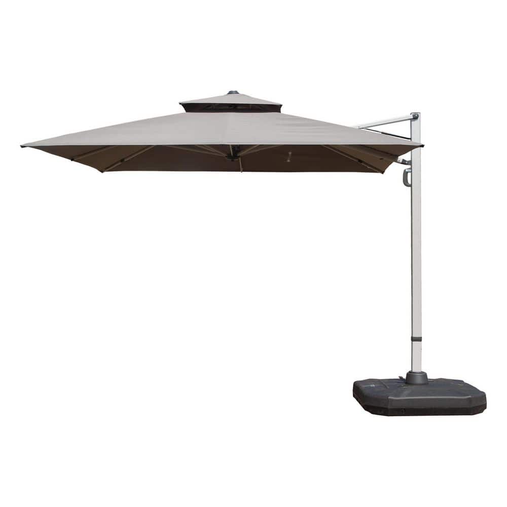10 ft. Aluminium Pole Square Cantilever Patio Umbrella in Gray, Included Center Pole price history on PriceWatchPro