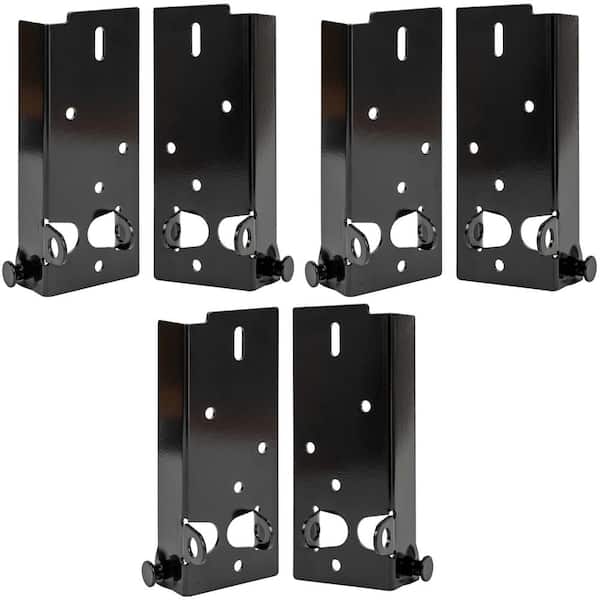 IDEAL SECURITY Black Garage Door Brackets, Bottom, Includes 3 of Each Right and Left Brackets