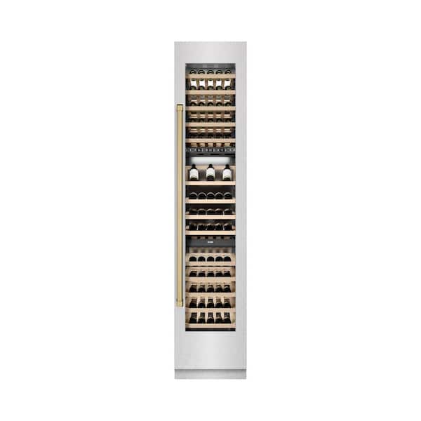 Autograph Edition 18 in. Satin Triple Zone 68 Bottle Right Hinge Column Wine Cooler with Champagne Bronze Accents