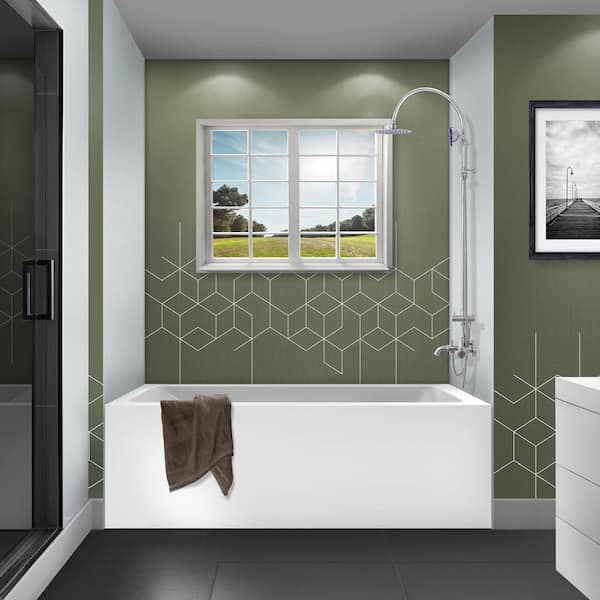 FINE FIXTURES 60 in. x 36 in. Soaking Bathtub with Right