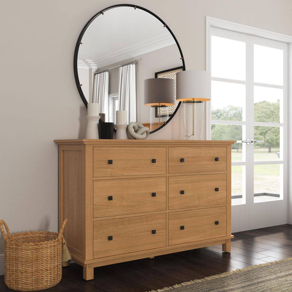 Double Black Oak Dresser with Felt Lined Drawers