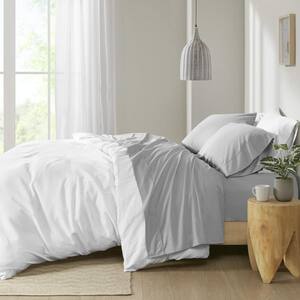 Grey Cal King 200 Thread Count Relaxed Cotton Percale Sheet Set