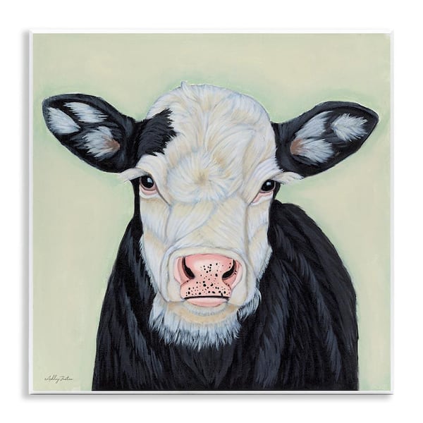 Stupell Industries Cow with Spotted Ears by Ashley Justice Unframed Animal Graphic Art Print 12 in. x 12 in.