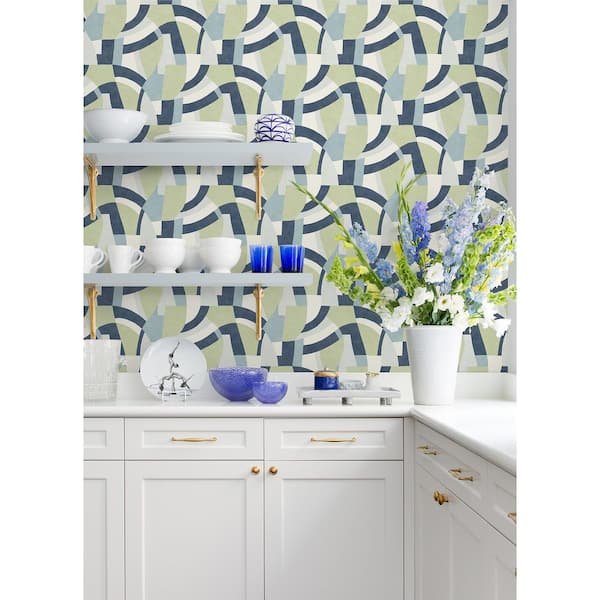 Melbourne Green Vinyl Peel and Stick Wallpaper