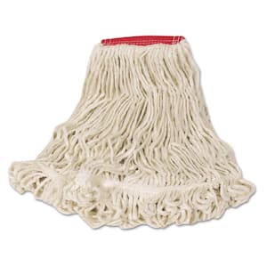 Cotton/Synthetic Super Stitch Looped-End Wet String Mop Mop Head, Large Size, Red/White, 6/Carton