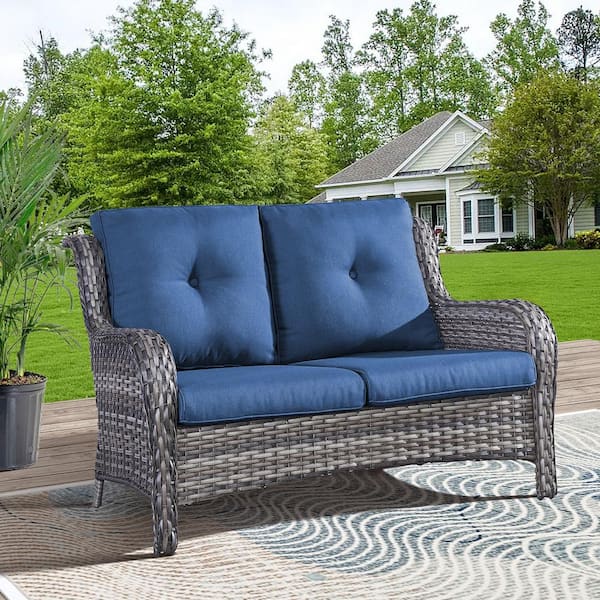 Gray wicker loveseat sale