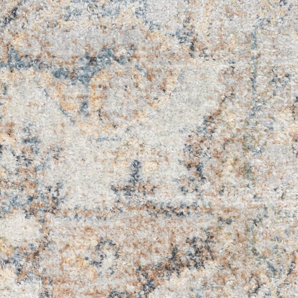 Silver Grey Medallion Low Pile Washable Area Rug