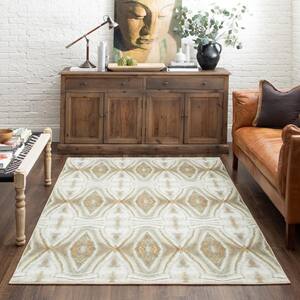 Optic Art Gold 5 ft. x 8 ft. Abstract Area Rug