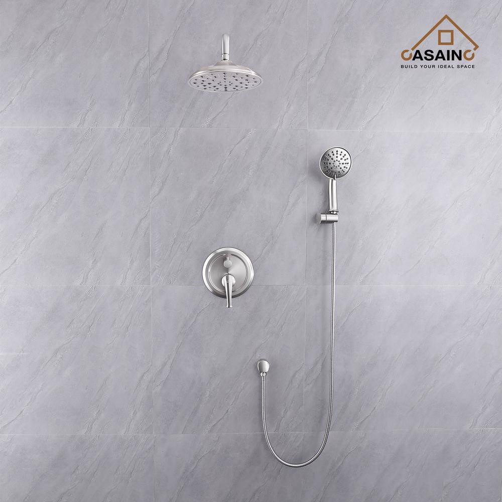 Brushed Nickel Wall Mounted Multi-Head Rain Shower System