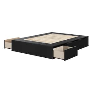 Fusion Pure Black Queen Size Bed 59.75 in. W with 6-Drawers