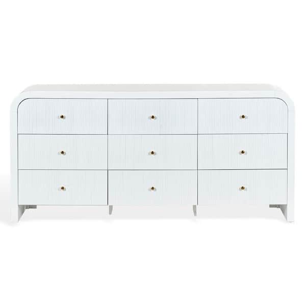 SAFAVIEH Liabella White/Gold 9 Drawer 72 in. Wide Dresser SFV2218A