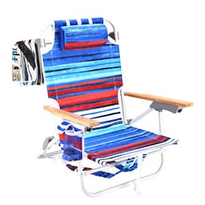 1-Piece Folding Backpack Beach Chair for Adults, 5-Position Chair with Side Pocket Cup Holder Towel Rack And Beach Towel