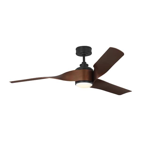 Touro Smart 60 in. Indoor Midnight Black Ceiling Fan with Dark Walnut ABS Blades, Integrated LED Light Kit and Remote