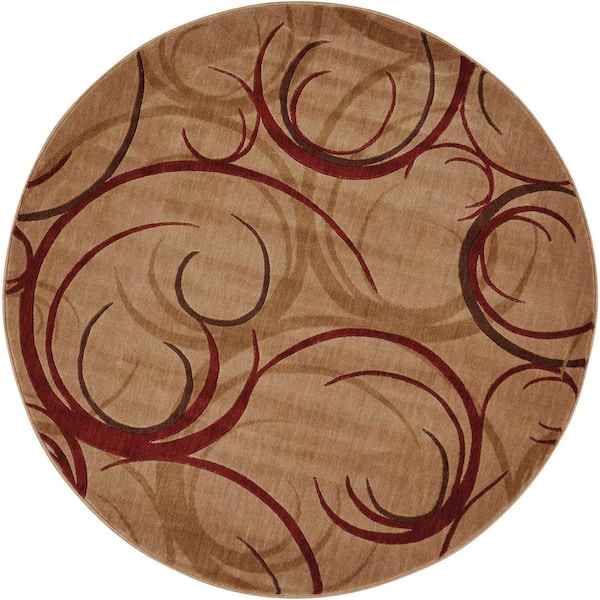 Nourison Somerset Beige 6 ft. x 6 ft. All-over design Contemporary Round Area Rug