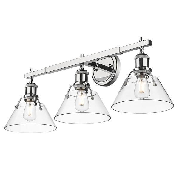 Golden Lighting - Orwell 27.25 in. 3-Light Chrome Vanity Light with Clear Glass Shade