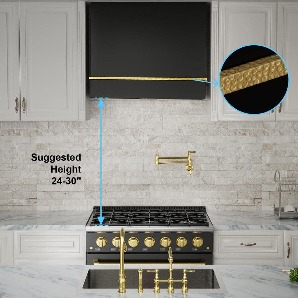 36" Stainless Steel and Brass Wall-Mounted Range Hood